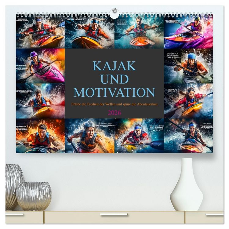 Produktbild: Kajak und Motivation (hochwertiger Premium Wandkalender 2026 DIN A2 quer), Kunstdruck in Hochglanz