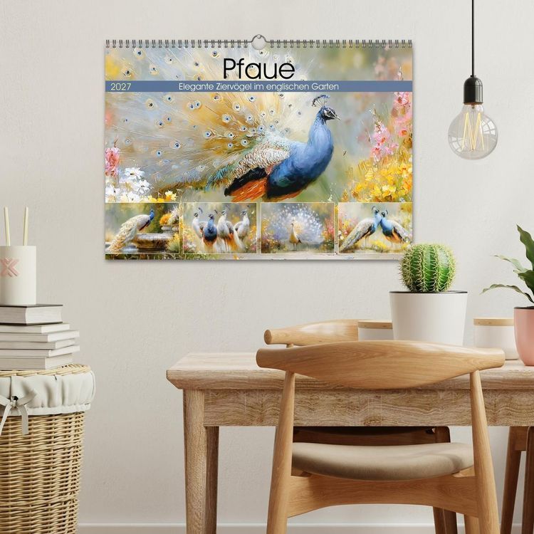 Produktbild: Pfaue. Elegante Zierv&ouml;gel im englischen Garten (Wandkalender 2027 DIN A3 quer), CALVENDO Monatskalender