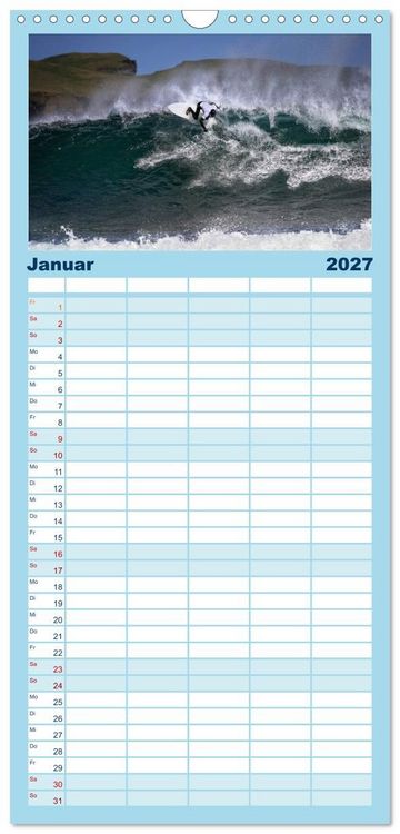 Produktbild: Familienplaner 2027 - Faszination Surfen mit 5 Spalten (Wandkalender, 21 x 45 cm) CALVENDO
