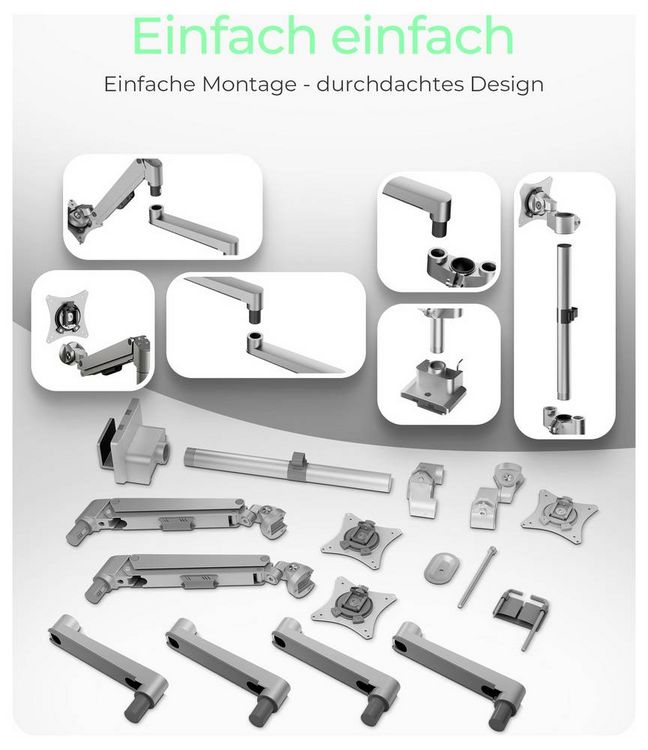 Produktbild: ICY BOX Monitorst&auml;nder f&uuml;r drei Monitore Monitor-Tischhalterung 3 Display(s) 76,2 cm (30") Grau, Silber