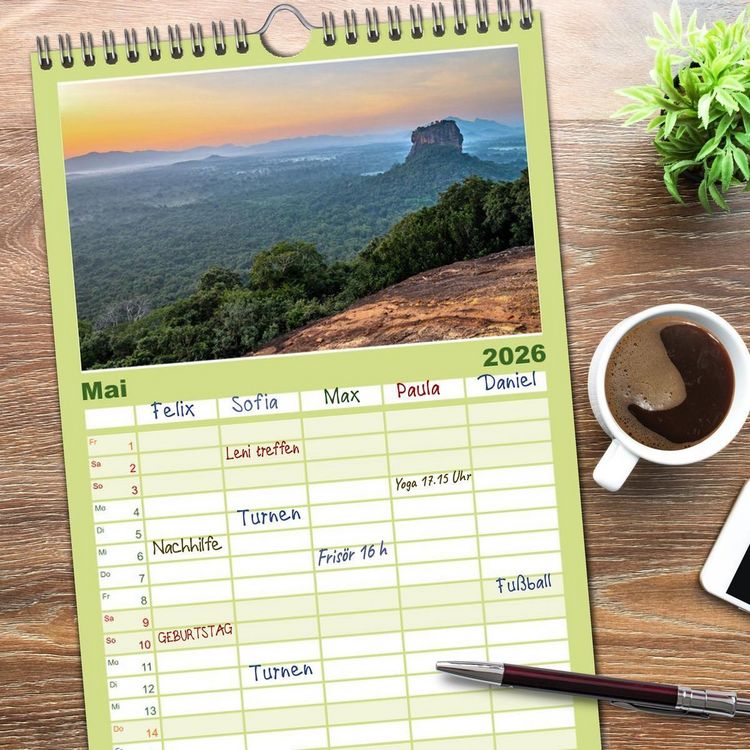 Produktbild: Familienplaner 2026 - Sri Lanka - landschaftliche Vielfalt mit 5 Spalten (Wandkalender, 21 x 45 cm) CALVENDO