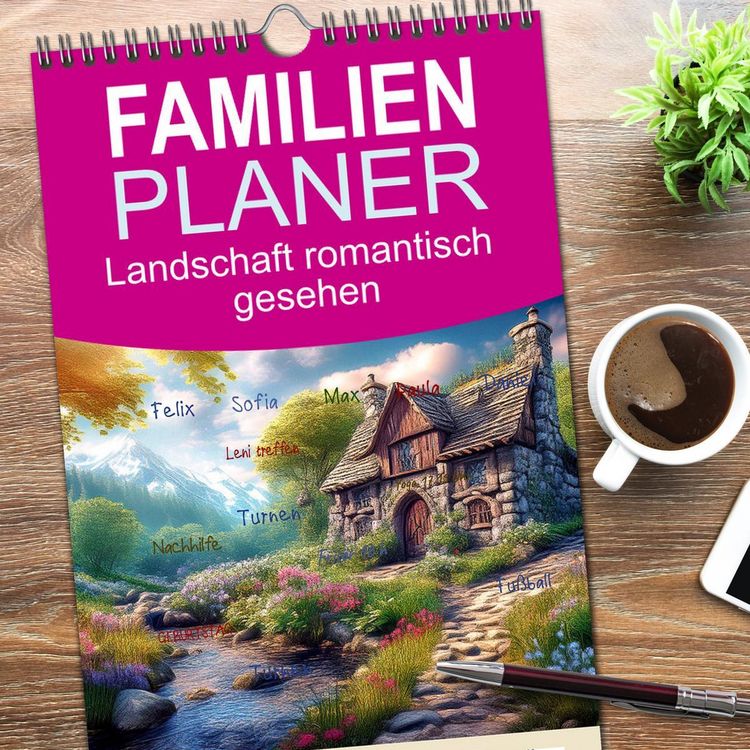 Produktbild: Familienplaner 2026 - Landschaft romantisch gesehen mit 5 Spalten (Wandkalender, 21 x 45 cm) CALVENDO