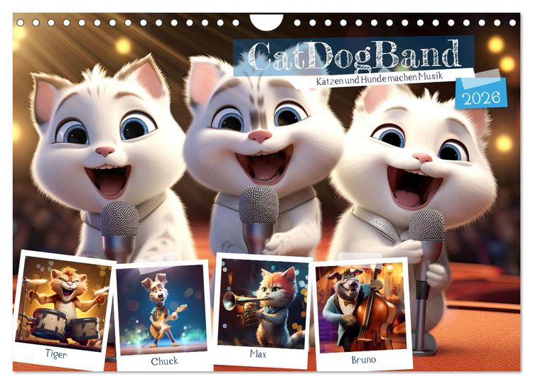 Produktbild: CatDogBand (Wandkalender 2026 DIN A4 quer), CALVENDO Monatskalender