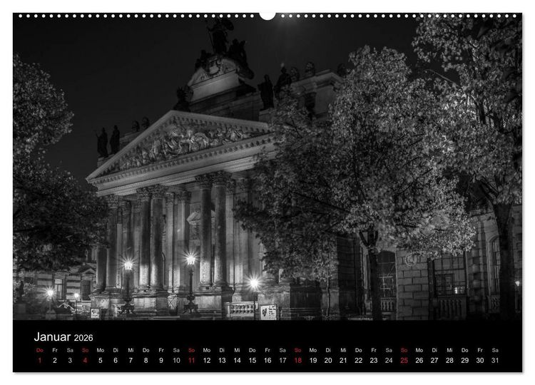 Produktbild: Dresden - Elbflorenz bei Nacht (hochwertiger Premium Wandkalender 2026 DIN A2 quer), Kunstdruck in Hochglanz
