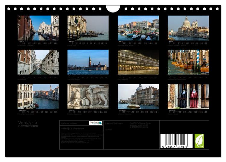Produktbild: Venedig - la Serenissima (Wandkalender 2026 DIN A4 quer), CALVENDO Monatskalender