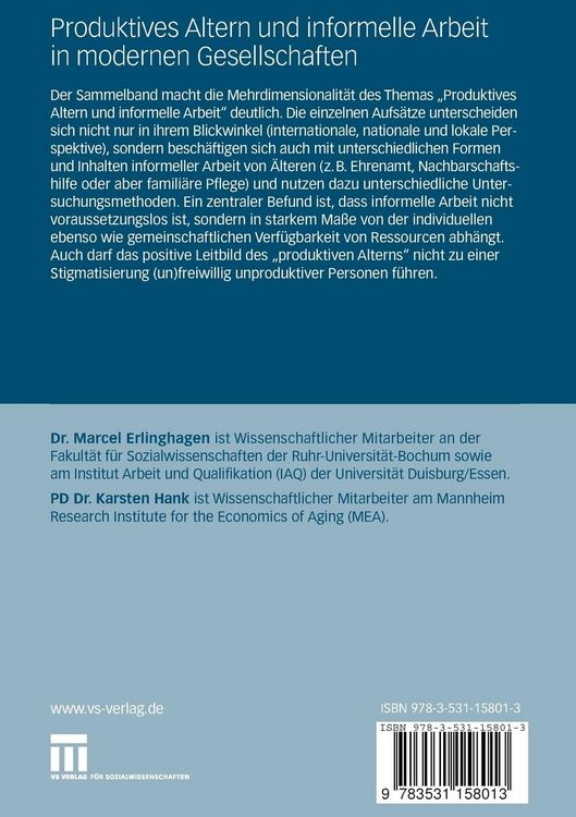 Produktbild: Produktives Altern und informelle Arbeit in modernen Gesellschaften