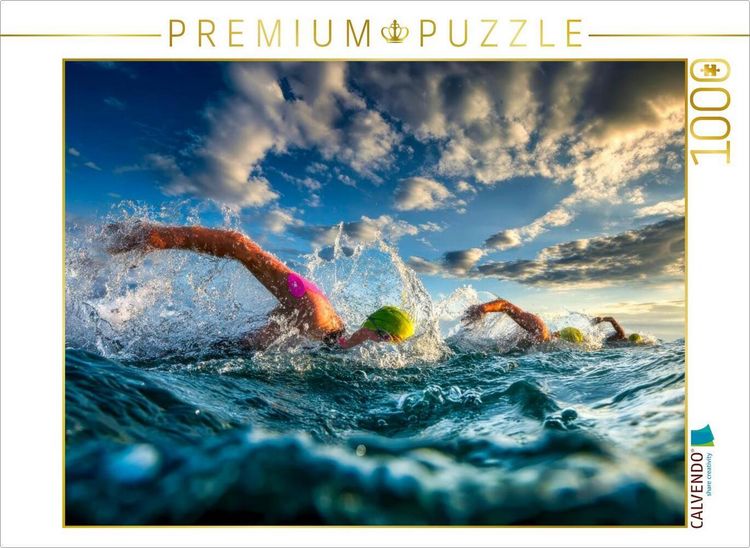 Produktbild: CALVENDO Puzzle Der Triathlon hat begonnen | 1000 Teile Lege-Gr&ouml;&szlig;e 64x48cm Foto-Puzzle f&uuml;r gl&uuml;ckliche Stunden