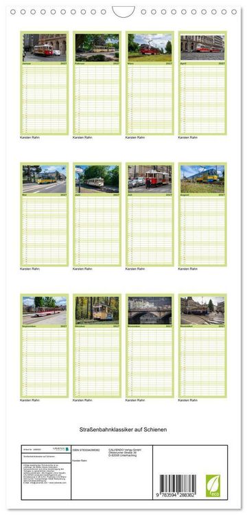 Produktbild: Familienplaner 2027 - Stra&szlig;enbahnklassiker auf Schienen mit 5 Spalten (Wandkalender, 21 x 45 cm) CALVENDO
