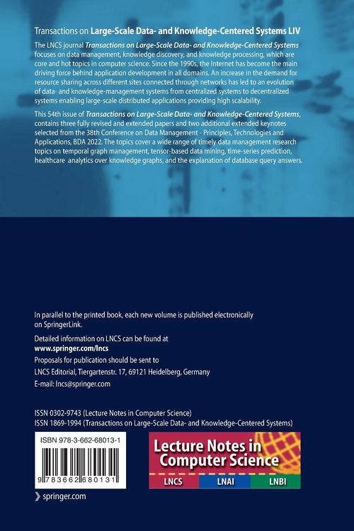 Produktbild: Transactions on Large-Scale Data- and Knowledge-Centered Systems LIV