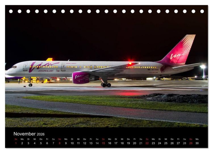 Produktbild: Flugzeuge bei Nacht (Tischkalender 2026 DIN A5 quer), CALVENDO Monatskalender