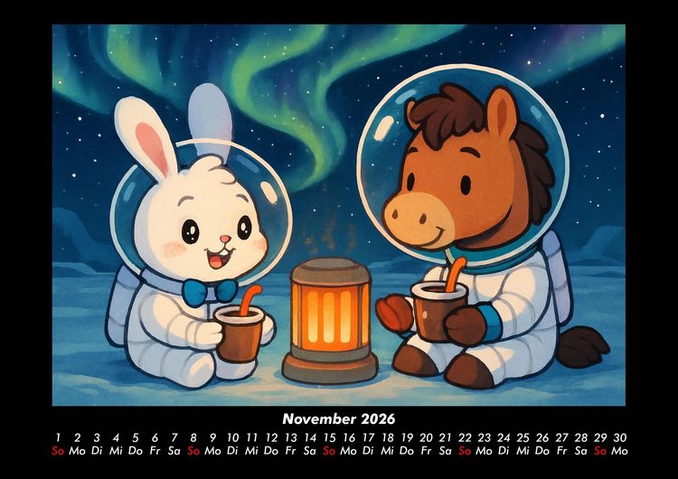 Produktbild: Bouncy & Huf - Im Weltraum 2026 Fotokalender DIN A3