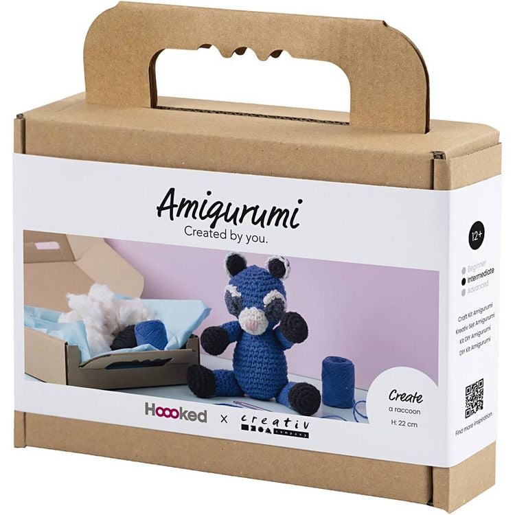 Produktbild: Creativ Company Kreativ Set Amigurumi, Waschb&auml;r, Schwarz, Blau