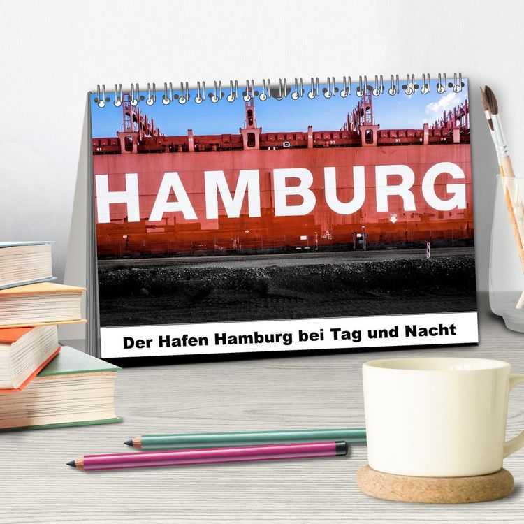 Produktbild: Der Hafen Hamburg bei Tag und Nacht (Tischkalender 2026 DIN A5 quer), CALVENDO Monatskalender