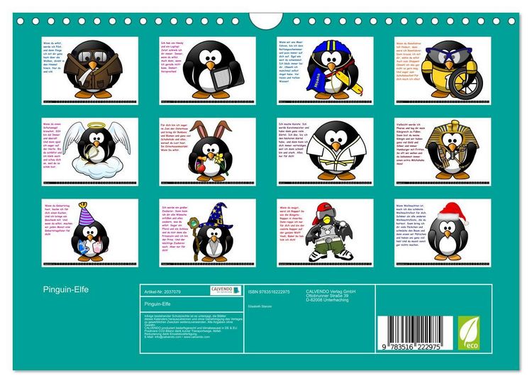 Produktbild: Pinguin-Elfe (Wandkalender 2026 DIN A4 quer), CALVENDO Monatskalender