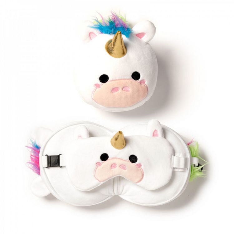 Produktbild: Relaxeazzz Einhorn-Reisekissen mit Augenmaske