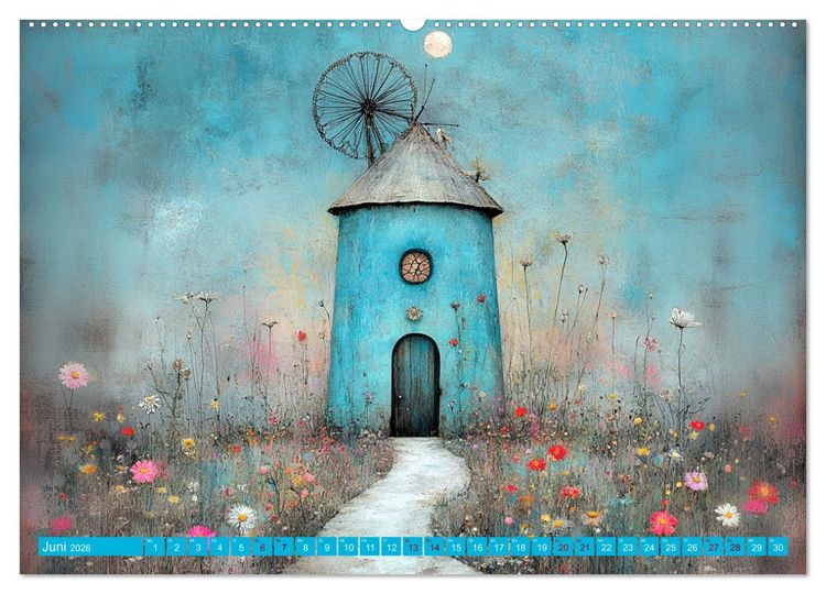 Produktbild: Windgefl&uuml;ster-M&uuml;hlenimpressionen (Wandkalender 2026 DIN A2 quer), CALVENDO Monatskalender