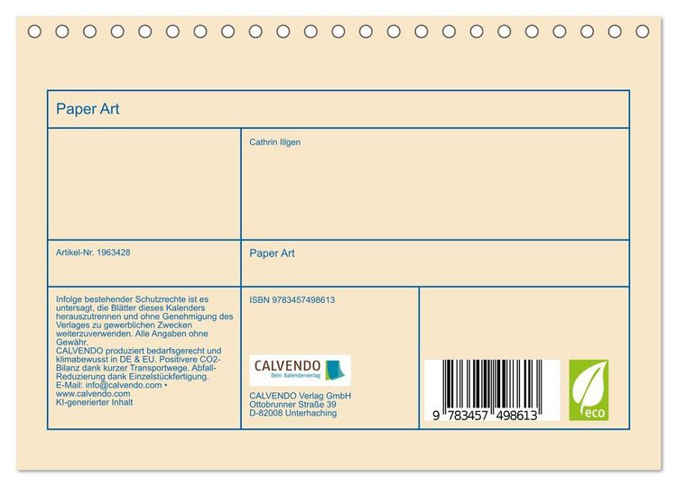 Produktbild: Paper Art (Tischkalender 2026 DIN A5 quer), CALVENDO Monatskalender
