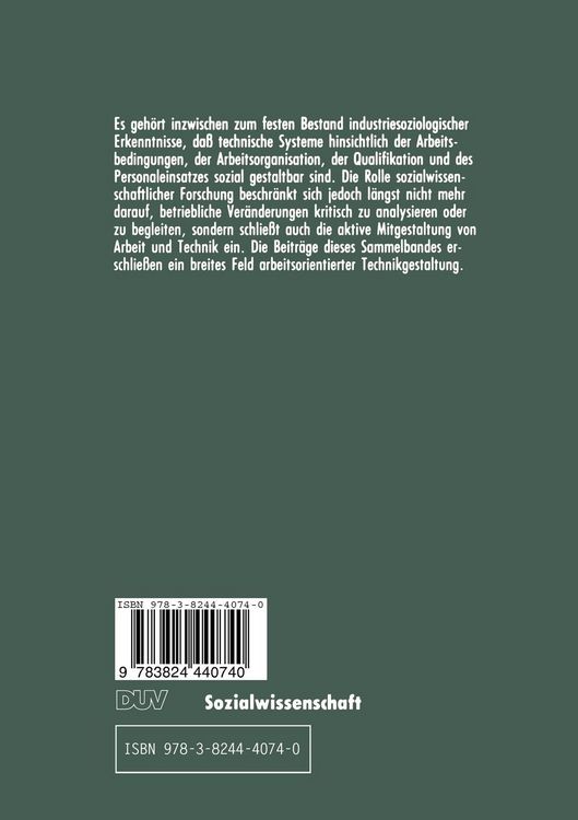 Produktbild: Arbeitsorientierte Technikgestaltung