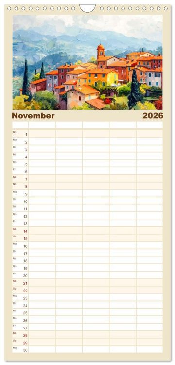 Produktbild: Familienplaner 2026 - Mediterrane Landschaften mit 5 Spalten (Wandkalender, 21 x 45 cm) CALVENDO