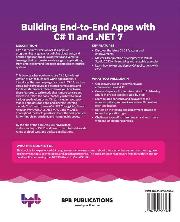 Produktbild: Building End-to-End Apps with C# 11 and .NET 7