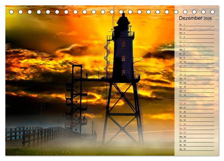 Produktbild: Leuchtt&uuml;rme - maritime Wegweiser in Deutschland (Tischkalender 2026 DIN A5 quer), CALVENDO Monatskalender