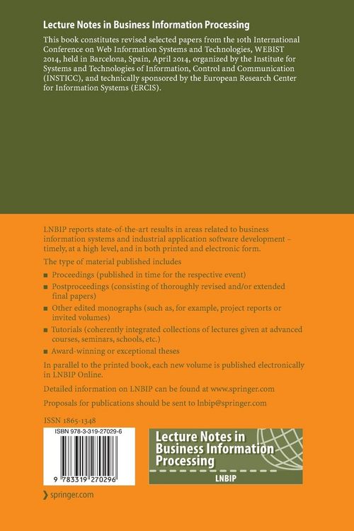 Produktbild: Web Information Systems and Technologies