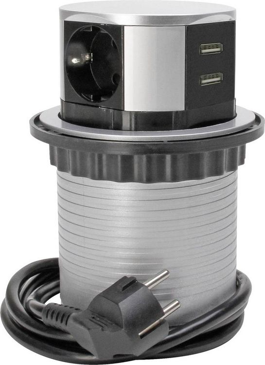 Produktbild: Kopp 229005011 Steckdosenturm 3fach Silber Schutzkontakt 1St.