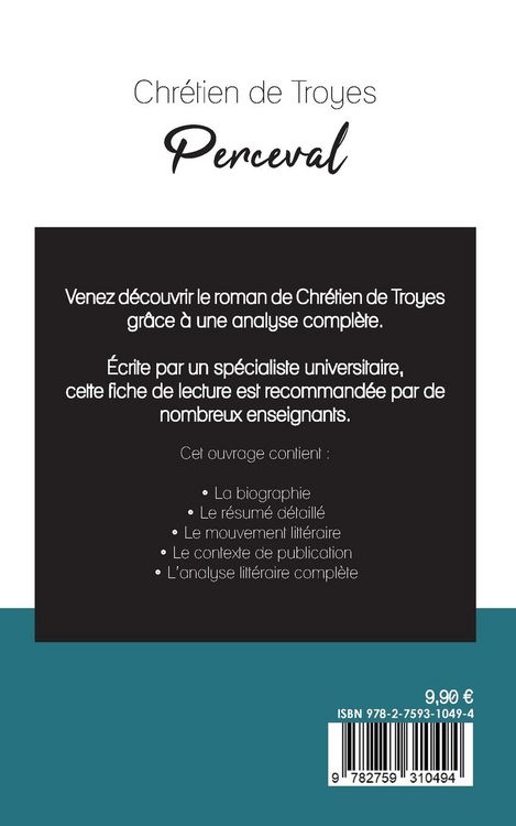 Produktbild: Perceval de Chr&eacute;tien de Troyes (fiche de lecture et analyse compl&egrave;te de l'oeuvre)