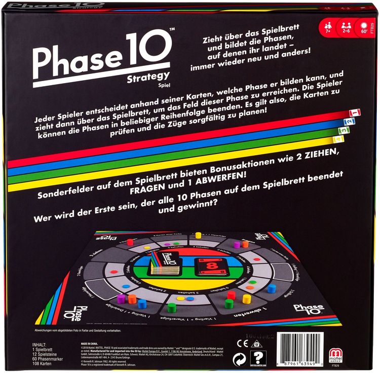 Produktbild: Mattel Games Phase 10 Strategy Brettspiel, Gesellschaftsspiel, Familienspiel