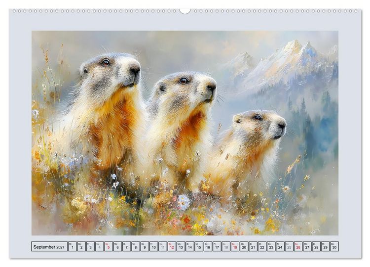 Produktbild: Murmeltiere. Kleine W&auml;chter der Berge (Wandkalender 2027 DIN A2 quer), CALVENDO Monatskalender