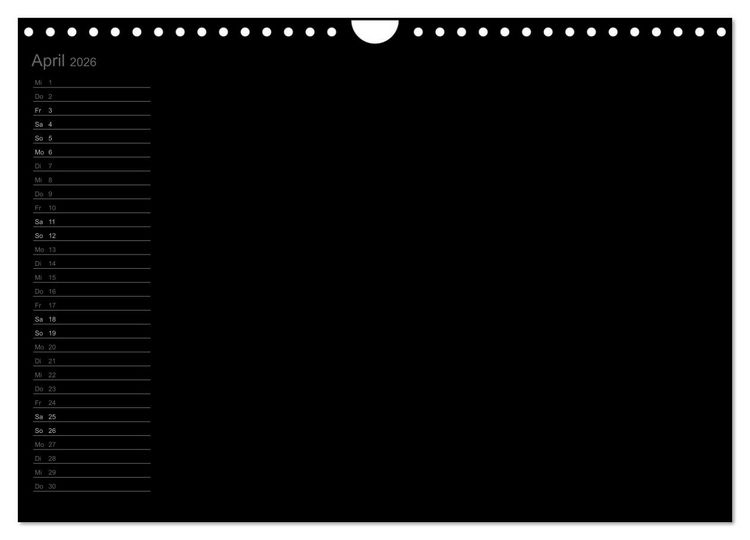 Produktbild: Bastel-Geburtstagskalender schwarz / Geburtstagskalender (Wandkalender 2026 DIN A4 quer), CALVENDO Monatskalender
