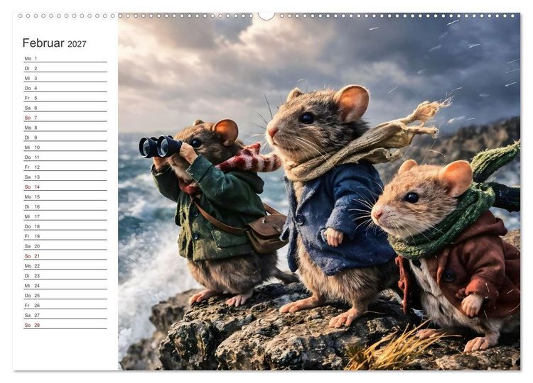 Produktbild: Abenteuerm&auml;use - Drei kleine Entdecker auf gro&szlig;er Reise (Wandkalender 2027 DIN A2 quer), CALVENDO Monatskalender