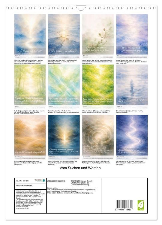 Produktbild: Vom Suchen und Werden (Wandkalender 2027 DIN A3 hoch), CALVENDO Monatskalender