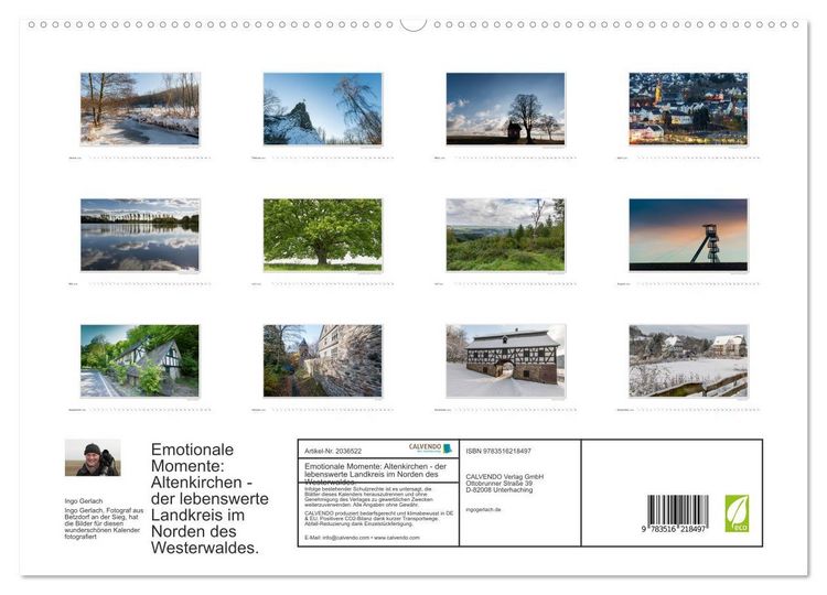 Produktbild: Emotionale Momente: Altenkirchen - der lebenswerte Landkreis im Norden des Westerwaldes. (hochwertiger Premium Wandkalender 2026 DIN A2 quer), Kunstdruck in Hochglanz