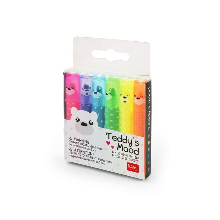 Produktbild: Legami Set mit 6 Mini-Textmarkern - Teddy's Mood - Teddyb&auml;r