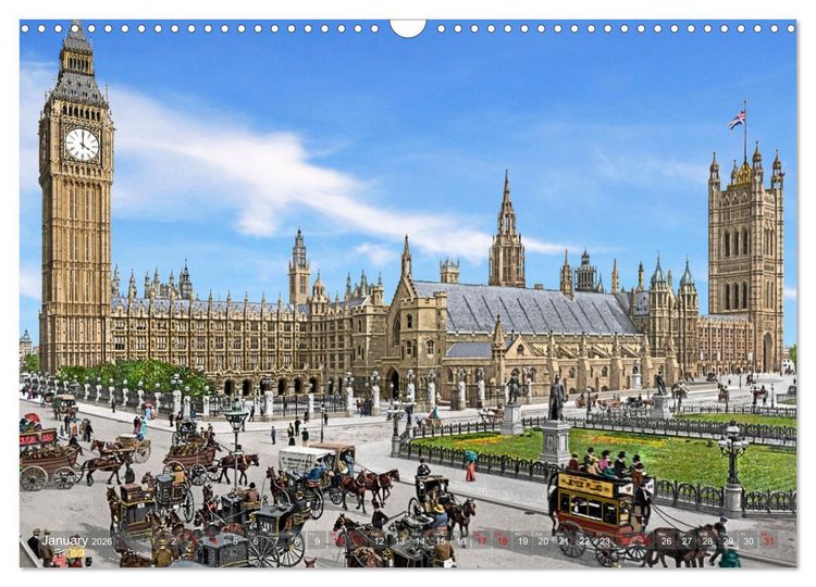 Produktbild: London around 1890-1900 - photos restored and colourised (Wall Calendar 2026 DIN A3 landscape), CALVENDO 12 Month Wall Calendar