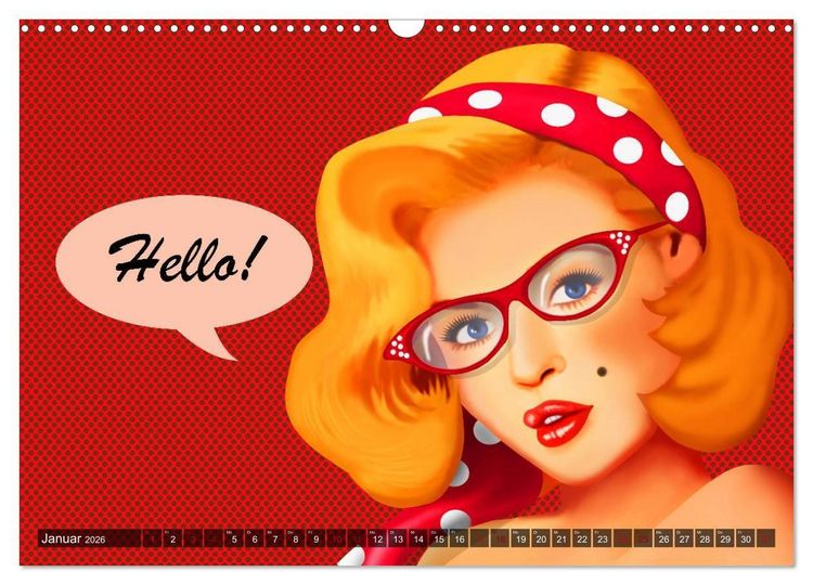 Produktbild: Pin-Up Girls im Retro Style by Mausopardia (Wandkalender 2026 DIN A3 quer), CALVENDO Monatskalender