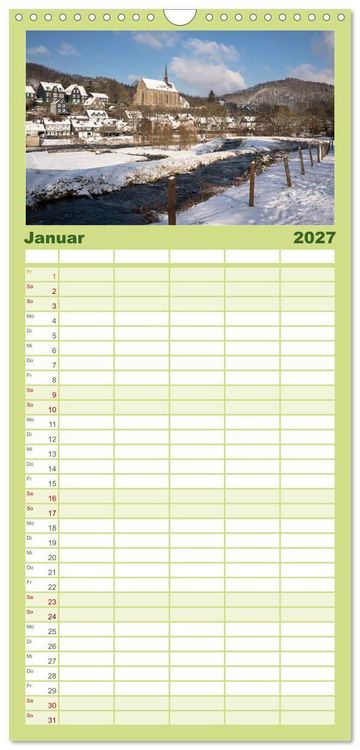 Produktbild: Familienplaner 2027 - Heimat Entdecken: Bergisches Land mit 5 Spalten (Wandkalender, 21 x 45 cm) CALVENDO