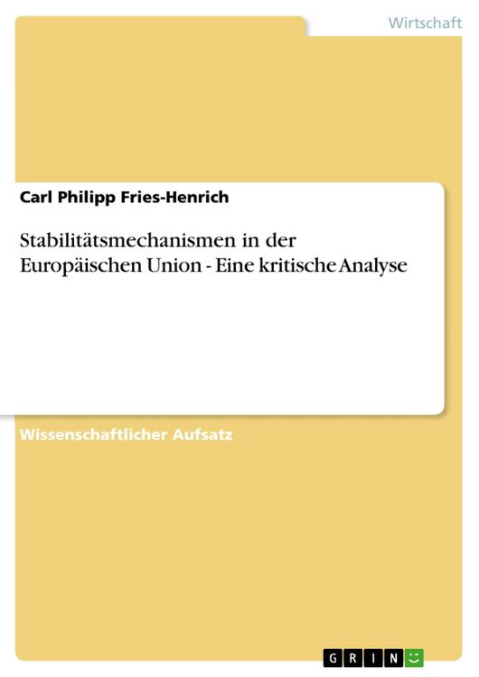 Produktbild: Stabilit&auml;tsmechanismen der Europ&auml;ischen Union CPFH
