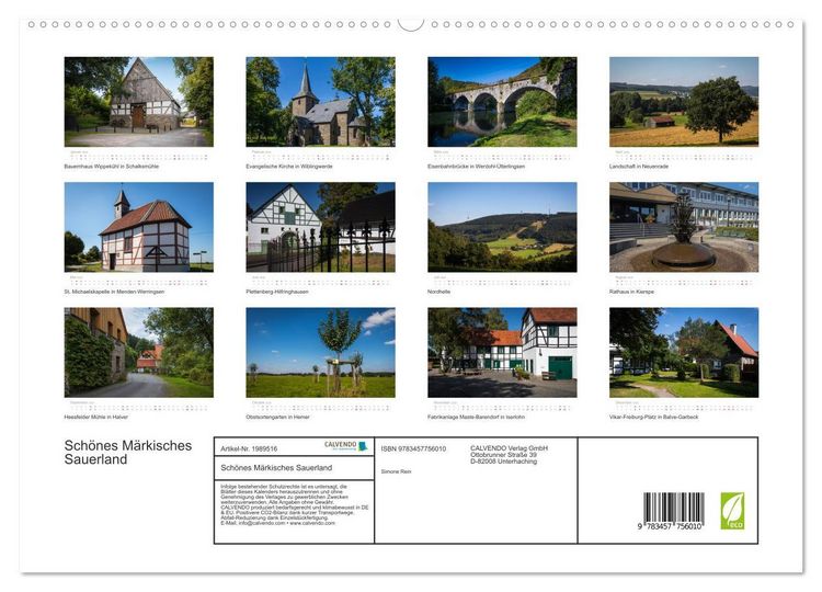 Produktbild: Sch&ouml;nes M&auml;rkisches Sauerland (hochwertiger Premium Wandkalender 2026 DIN A2 quer), Kunstdruck in Hochglanz