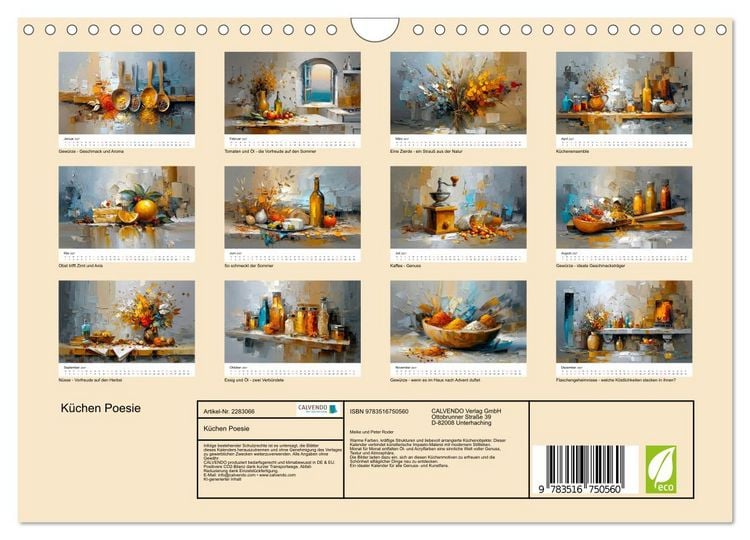 Produktbild: K&uuml;chen Poesie (Wandkalender 2027 DIN A4 quer), CALVENDO Monatskalender
