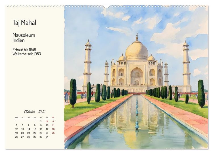 Produktbild: Welterbest&auml;tten von der Antike bis in die Neuzeit (hochwertiger Premium Wandkalender 2026 DIN A2 quer), Kunstdruck in Hochglanz