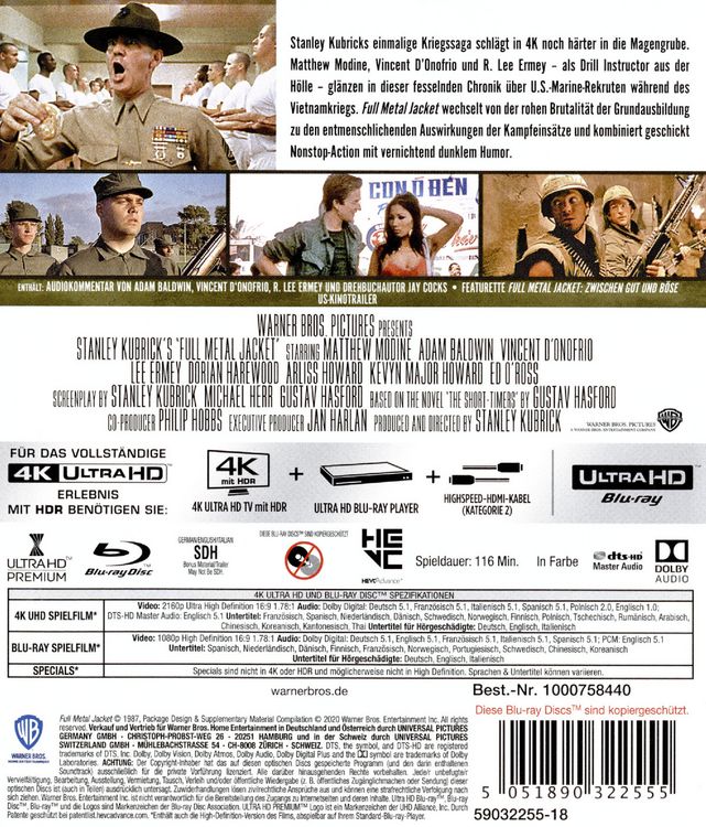 Produktbild: Full Metal Jacket (4K Ultra HD) (+ Blu-ray 2D)