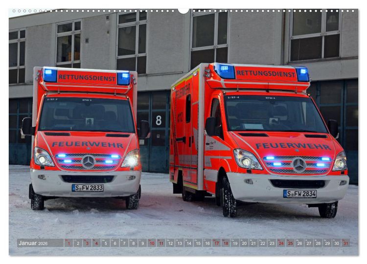 Produktbild: Einsatzfahrzeuge der Feuerwehr Stuttgart (Wandkalender 2026 DIN A2 quer), CALVENDO Monatskalender