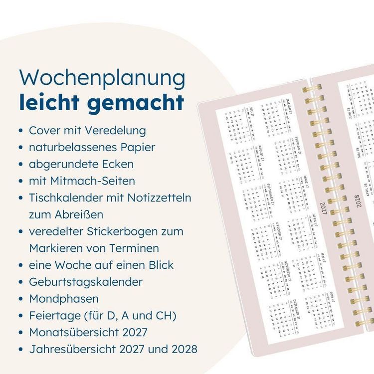 Produktbild: Wochenplaner 2027 Blumenmomente (mit Kalendarium)
