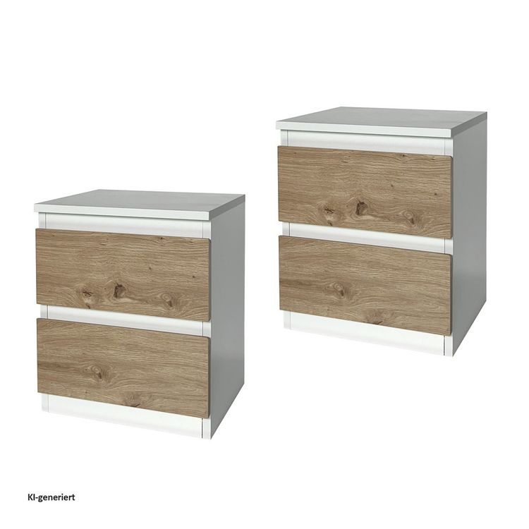 Produktbild: HTI-Living HTI-Living Nachtkommode 2er Set Wei&szlig;-Artisaneiche mit 2 grifflosen Schubladen