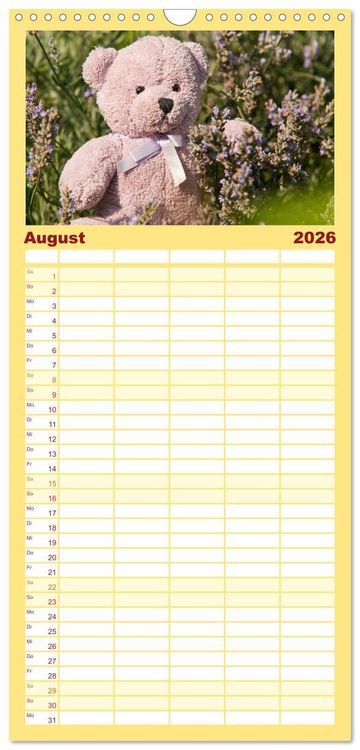 Produktbild: Familienplaner 2026 - Kunterbunte B&auml;renwelt - Teddys mit 5 Spalten (Wandkalender, 21 x 45 cm) CALVENDO