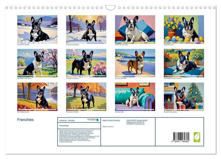 Produktbild: Frenchies (Wandkalender 2026 DIN A3 quer), CALVENDO Monatskalender