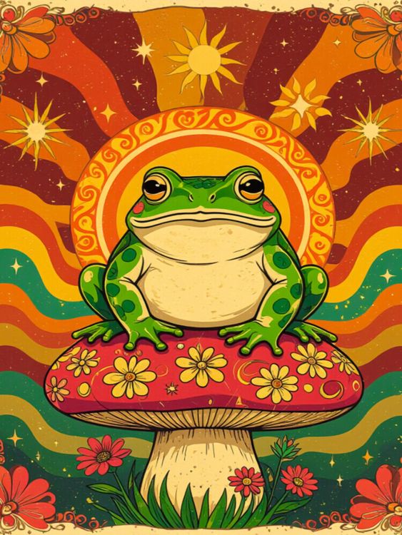 Produktbild: CALVENDO Puzzle Psychedelische Kr&ouml;te mit magischen 70er-Pilzfarben | 1000 Teile Lege-Gr&ouml;&szlig;e 64x48cm Foto-Puzzle f&uuml;r gl&uuml;ckliche Stunden
