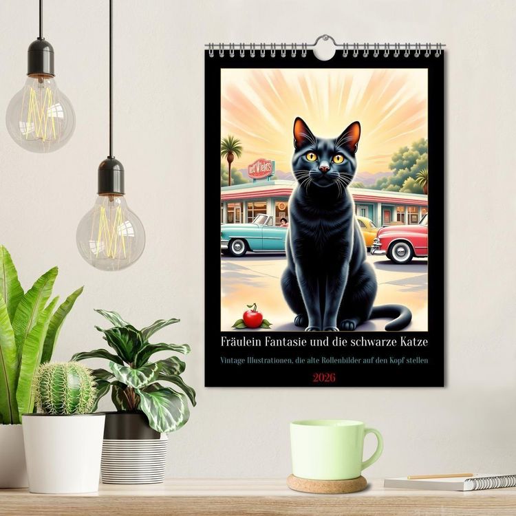Produktbild: Fr&auml;ulein Fantasie und die schwarze Katze (Wandkalender 2026 DIN A4 hoch), CALVENDO Monatskalender